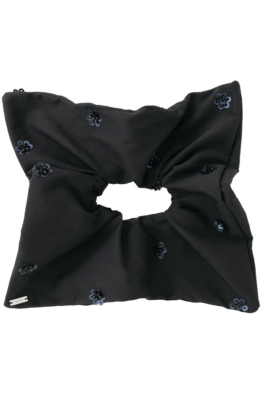 heyep(ヘイップ)｜Beaded Flower Square Scrunchie/ブラック の通販