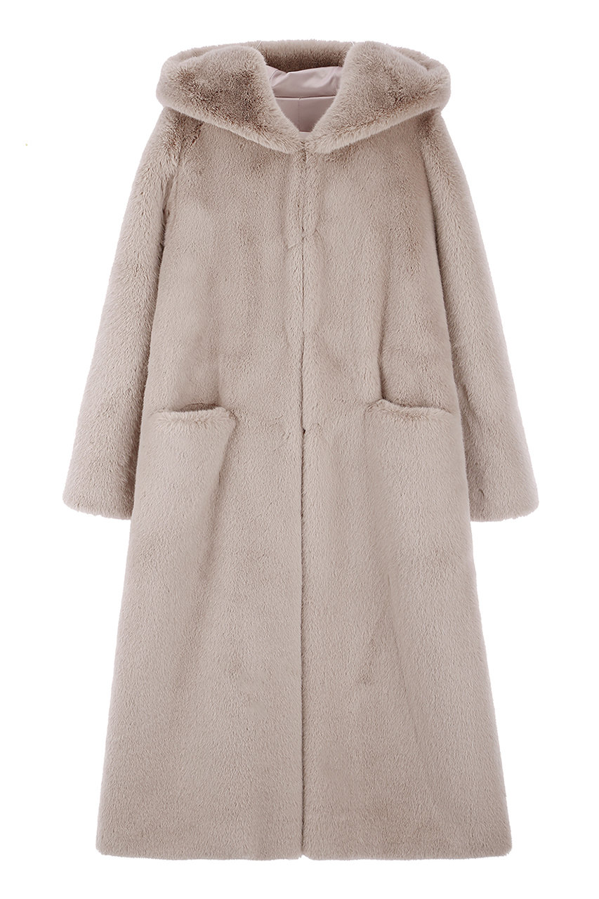 レモンプレット/LemonpletのFAUX FUR LAON HOODED MAXI COAT(BEIGE/LCT008KRFKF)