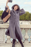 FAUX FUR LAON HOODED MAXI COAT