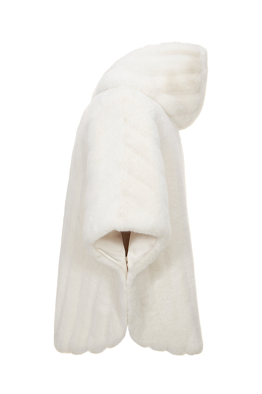 Lemonplet(レモンプレット)｜FAUX FUR HE-A HOODED PONCHO/WHITE