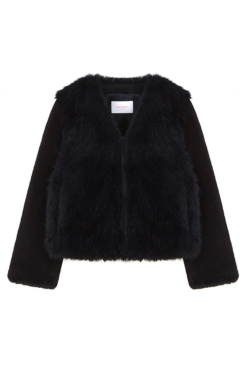 レモンプレット/LemonpletのFAUX FUR VAQUIRA SHORT JACKET(BLACK/LJK030KRFKF)