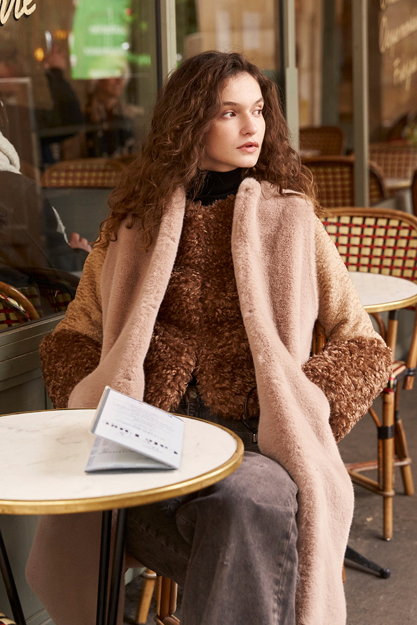 Lemonplet(レモンプレット)｜FAUX FUR FURRY JACKET/BROWN の