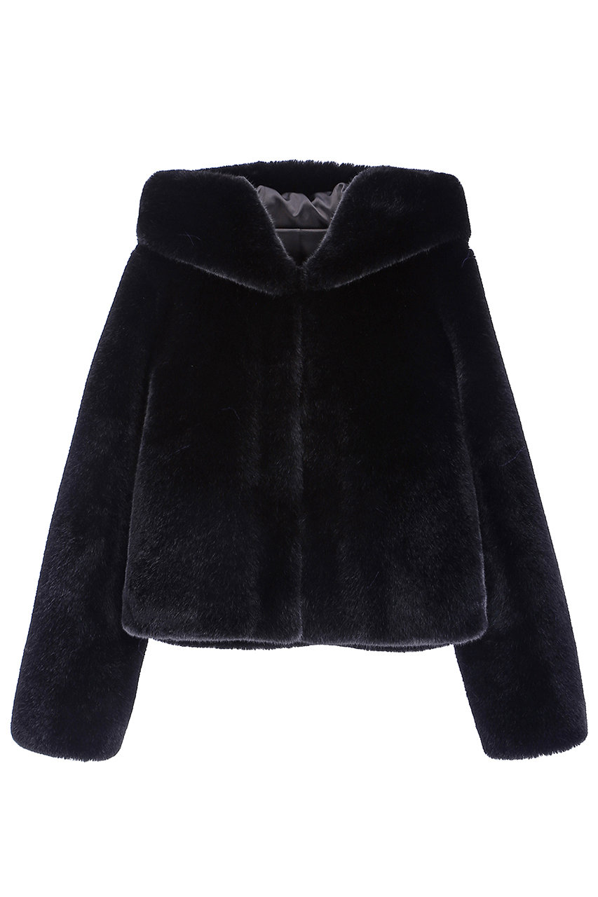 レモンプレット/LemonpletのFAUX FUR BIEN HOODED SHORT JACKET(BLACK/LJK012KRFKF)