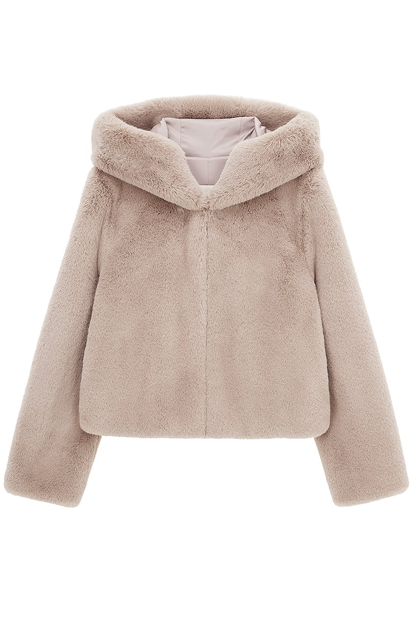 レモンプレット/LemonpletのFAUX FUR BIEN HOODED SHORT JACKET(BEIGE/LJK012KRFKF)