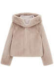 FAUX FUR BIEN HOODED SHORT JACKET
