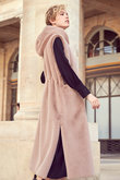 FAUX FUR LAON HOODED MAXI VEST