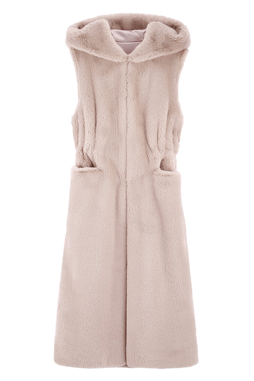 専用　レモンプレットFAUX FUR LAON HOODED MAXI VEST Lemonplet(レモンプレット)｜FAUX FUR LAON HOODED MAXI VEST/BEIGE の
