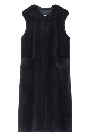 レモンプレット/LemonpletのFAUX FUR LAON HOODED MAXI VEST(110800/110806)