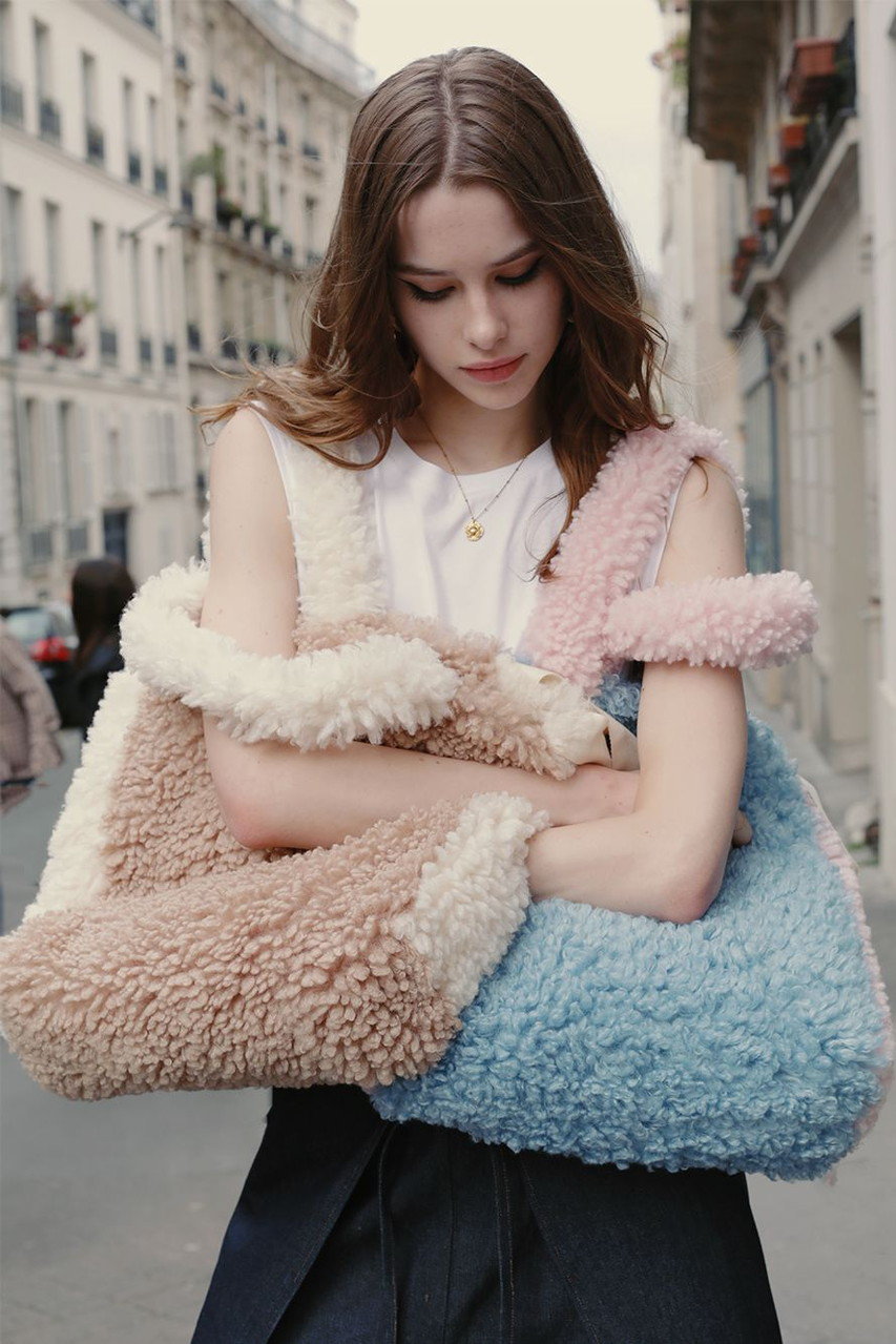 Lemonplet(レモンプレット)｜FAUX FUR PHRYNE ECO BAG/BEIGE&CREAM の