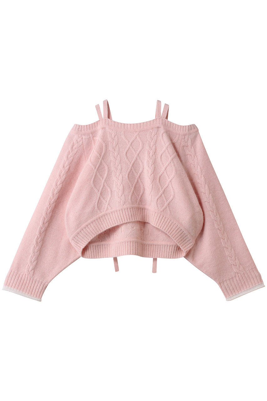 Lemonplet KNIT VIVI RIBBON DETAIL TOP (ピンク, ONE SIZE) レモンプレット ELLE SHOP