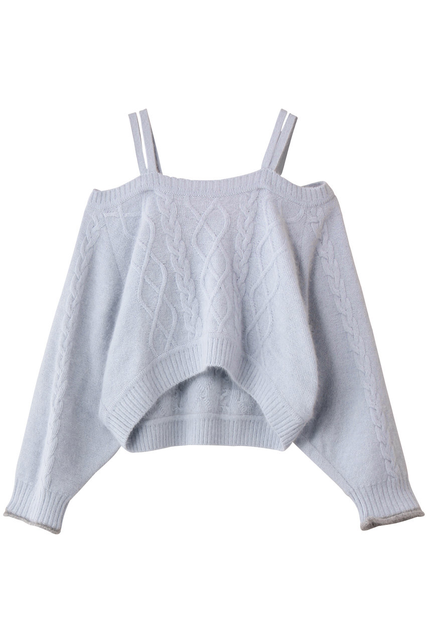 Lemonplet KNIT VIVI RIBBON DETAIL TOP (パウダーブルー, ONE SIZE) レモンプレット ELLE SHOP