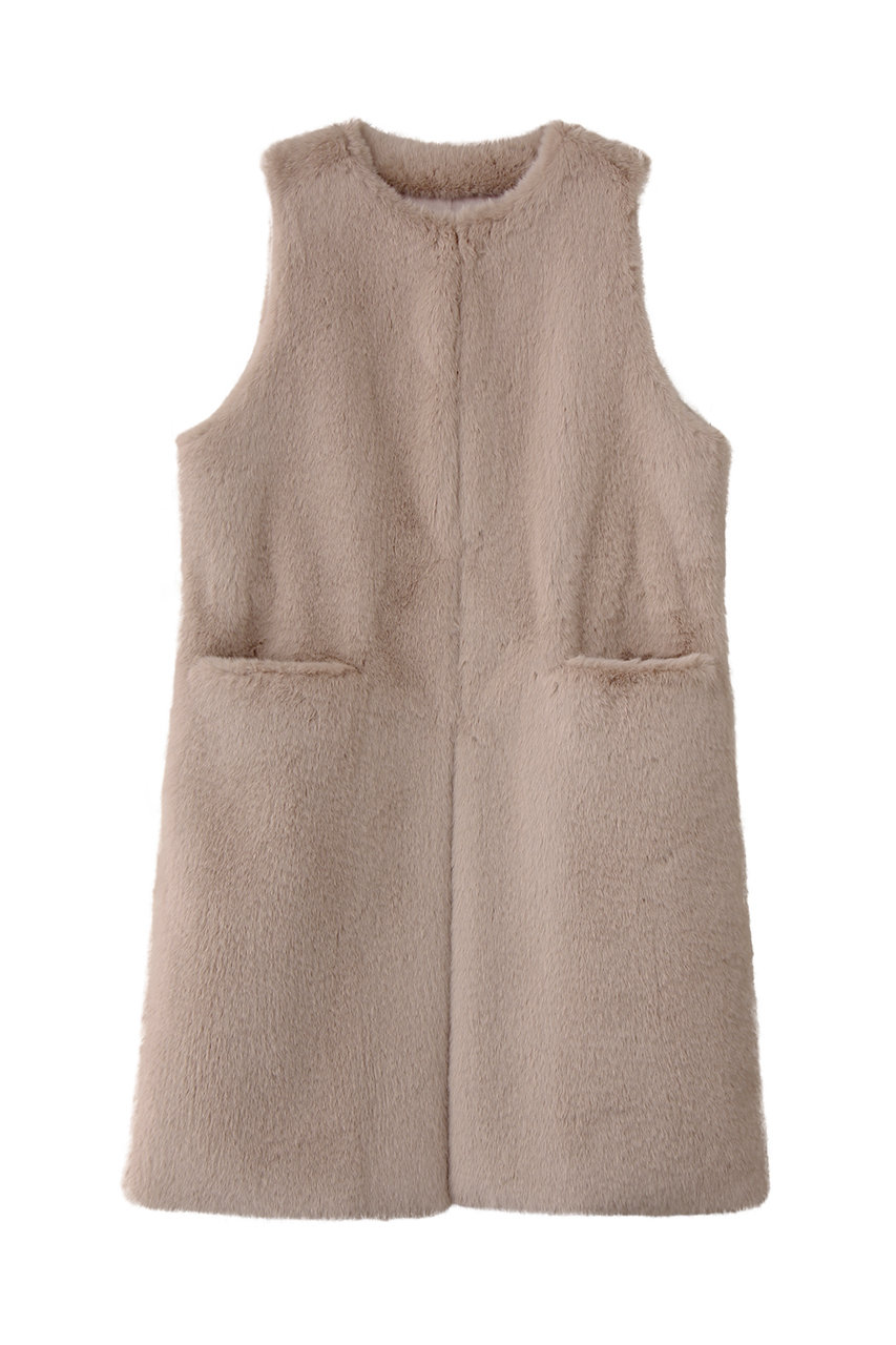 Lemonplet FAUX FUR MRD LAON VEST (ベージュ, S) レモンプレット ELLE SHOP