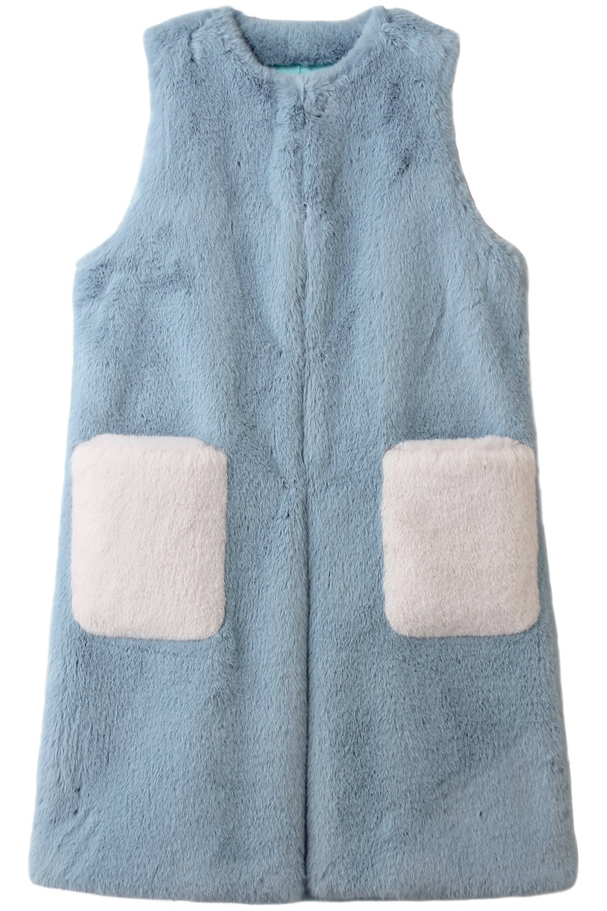 Lemonplet FAUX FUR CIEL VEST (アッシュブルー, M) レモンプレット ELLE SHOP
