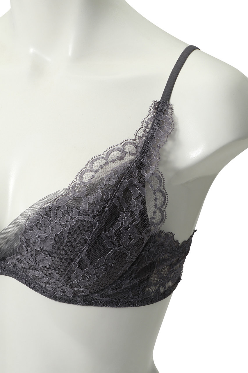 Yue(ユエ)｜(D65～)リバーレース 3/4カップブラ/グレー の通販