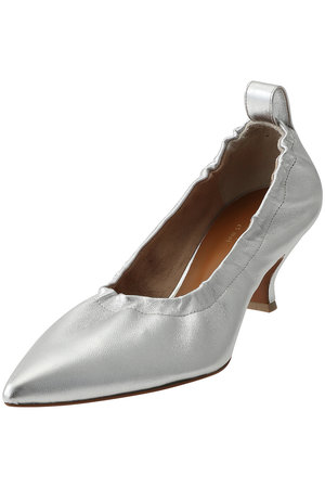 ELLE掲載 Silver リキッドメタルレザーポインテットゥパンプス SALE】【25SS】クリアヒールTストラップパンプス/554106