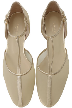 リュニック エ モア/L'unique et moiのLien Tストラップチュールフラットシューズ(130400/130401)