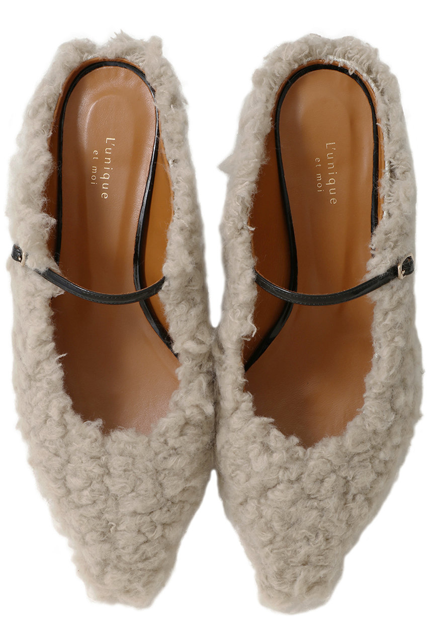 L'unique et moi Mouton フラットミュール (アイボリー, 23.5cm) リュニック エ モア ELLE SHOP L'unique et moi Mouton フラットミュール (アイボリー, 23.5cm) リュニック エ モア ELLE SHOP