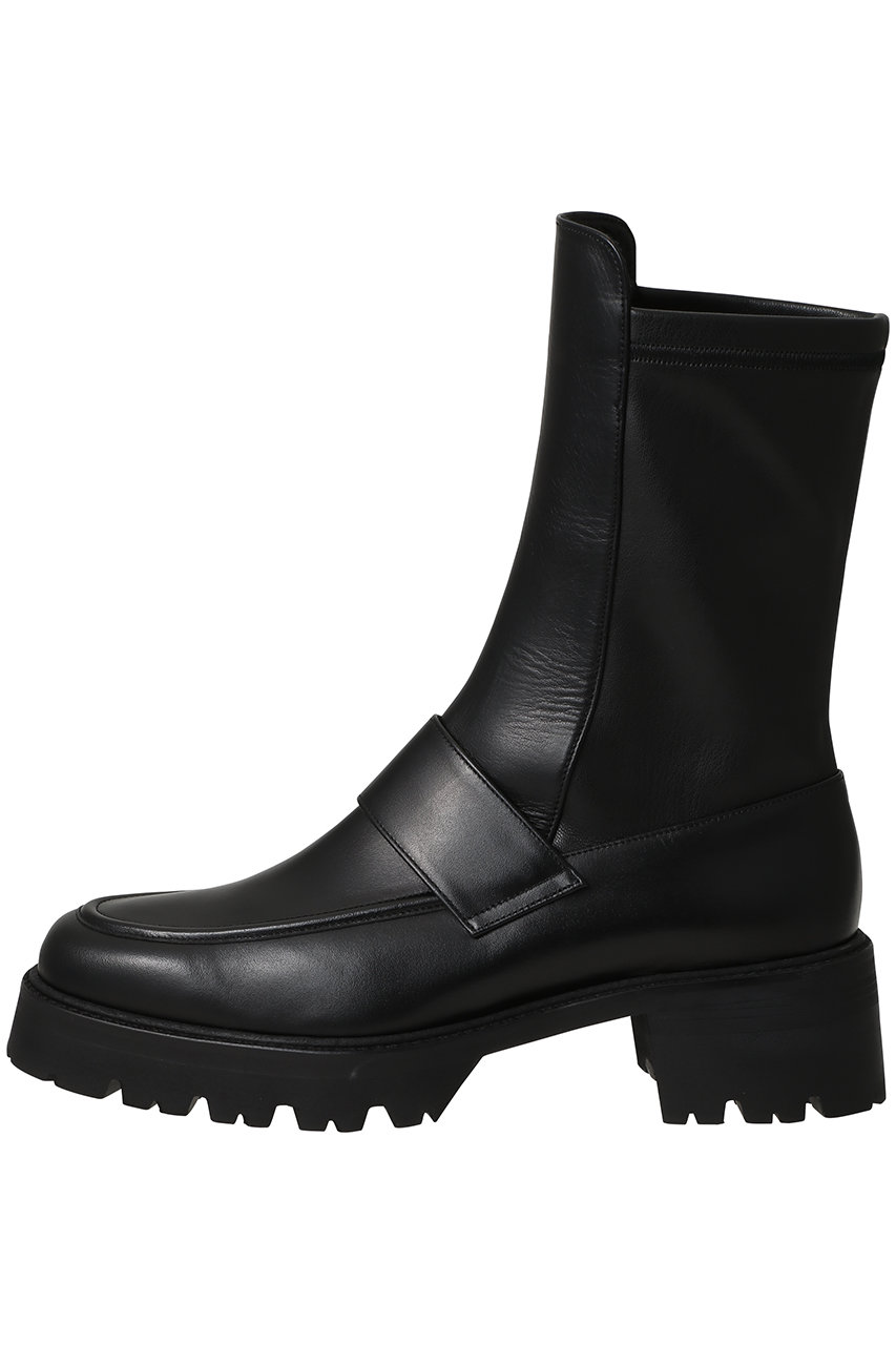 L'unique et moi Jenny II タンクソールストレッチブーツ (ブラック, 24.5cm) リュニック エ モア ELLE SHOP