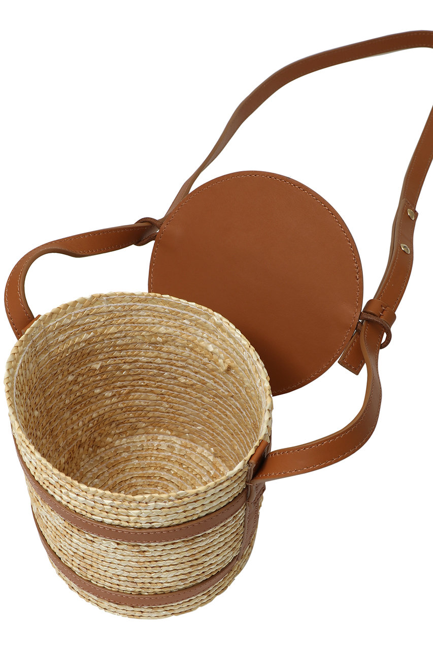 【CATARZI】レザートリム ストローかごバッグ 浴衣やお着物にも CATARZI 1910(カタルツィ)｜MINORCA レザーポケット付きストロー