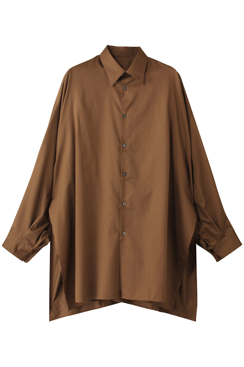 Graphpaper Silicon Poplin Deep Slit Regular Collar Shirt/シャツ (ブラウン, 0) グラフペーパー ELLE SHOP Graphpaper Silicon Poplin Deep Slit Regular Collar Shirt/シャツ (ブラウン, 0) グラフペーパー ELLE SHOP
