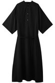 Silicon Poplin 3/4 Sleeve Smock Dress/ドレス