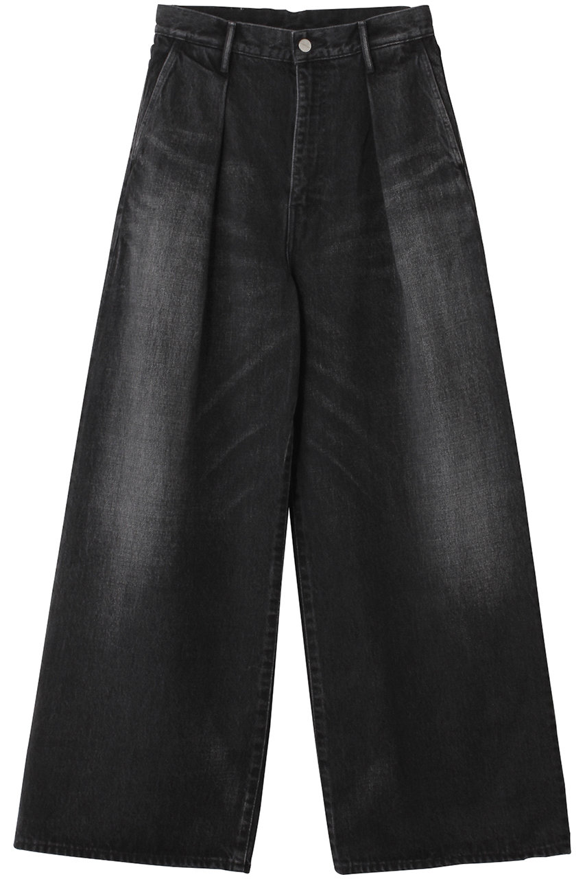 Graphpaper Selvage Denim Two Tuck Wide Pants/パンツ (ブラック(DARK_FADE), 0) グラフペーパー ELLE SHOP Graphpaper Selvage Denim Two Tuck Wide Pants/パンツ (ブラック(DARK_FADE), 0) グラフペーパー ELLE SHOP