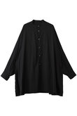 Silicon Poplin Deep Slit Band Collar Shirt/シャツ