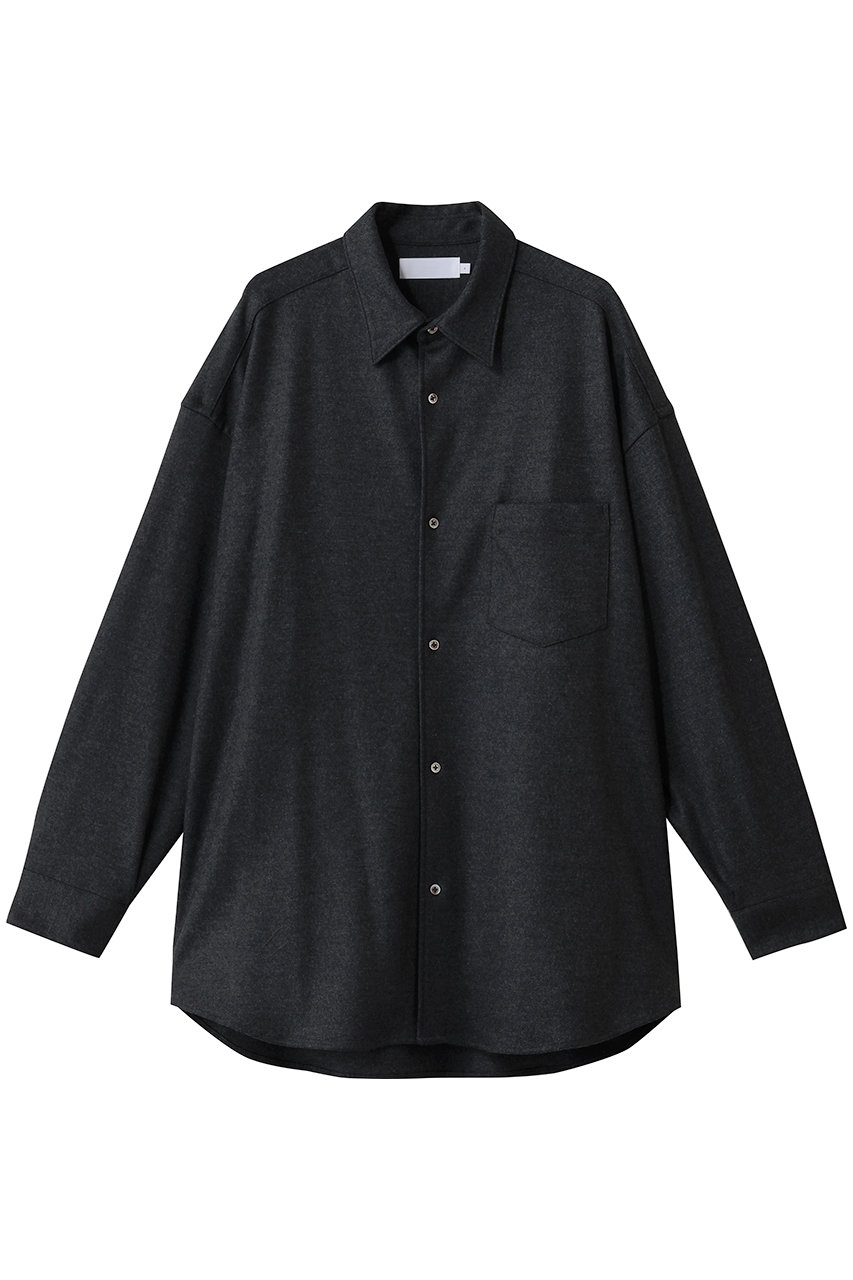 Graphpaper Wool Smooth Flannel Oversized Regular Collar Shirt/シャツ (グレー, 0) グラフペーパー ELLE SHOP