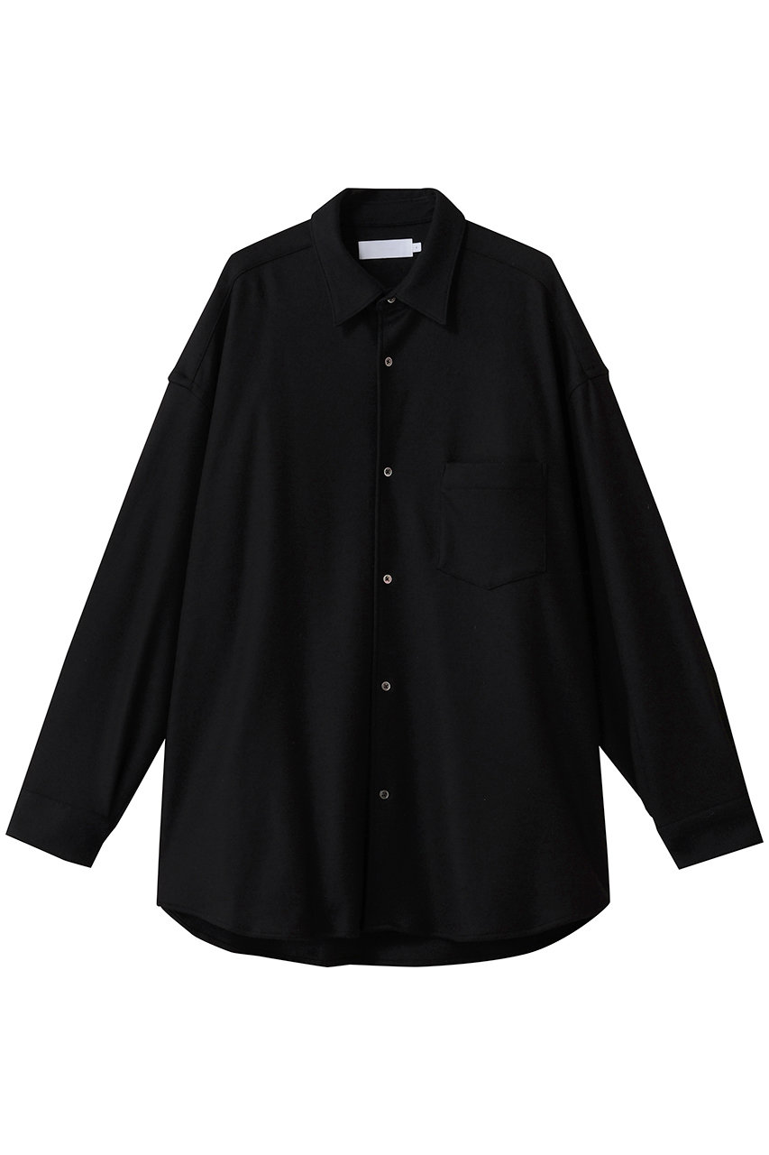 Graphpaper Wool Smooth Flannel Oversized Regular Collar Shirt/シャツ (ブラック, 0) グラフペーパー ELLE SHOP
