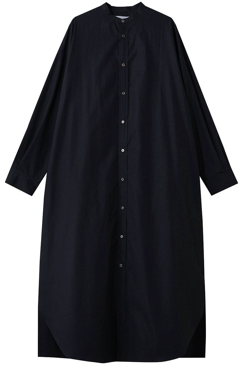 グラフペーパー/GraphpaperのHigh Count Broad Oversized Band Collar Shirt Dress(NAVY/GL261-60036B)