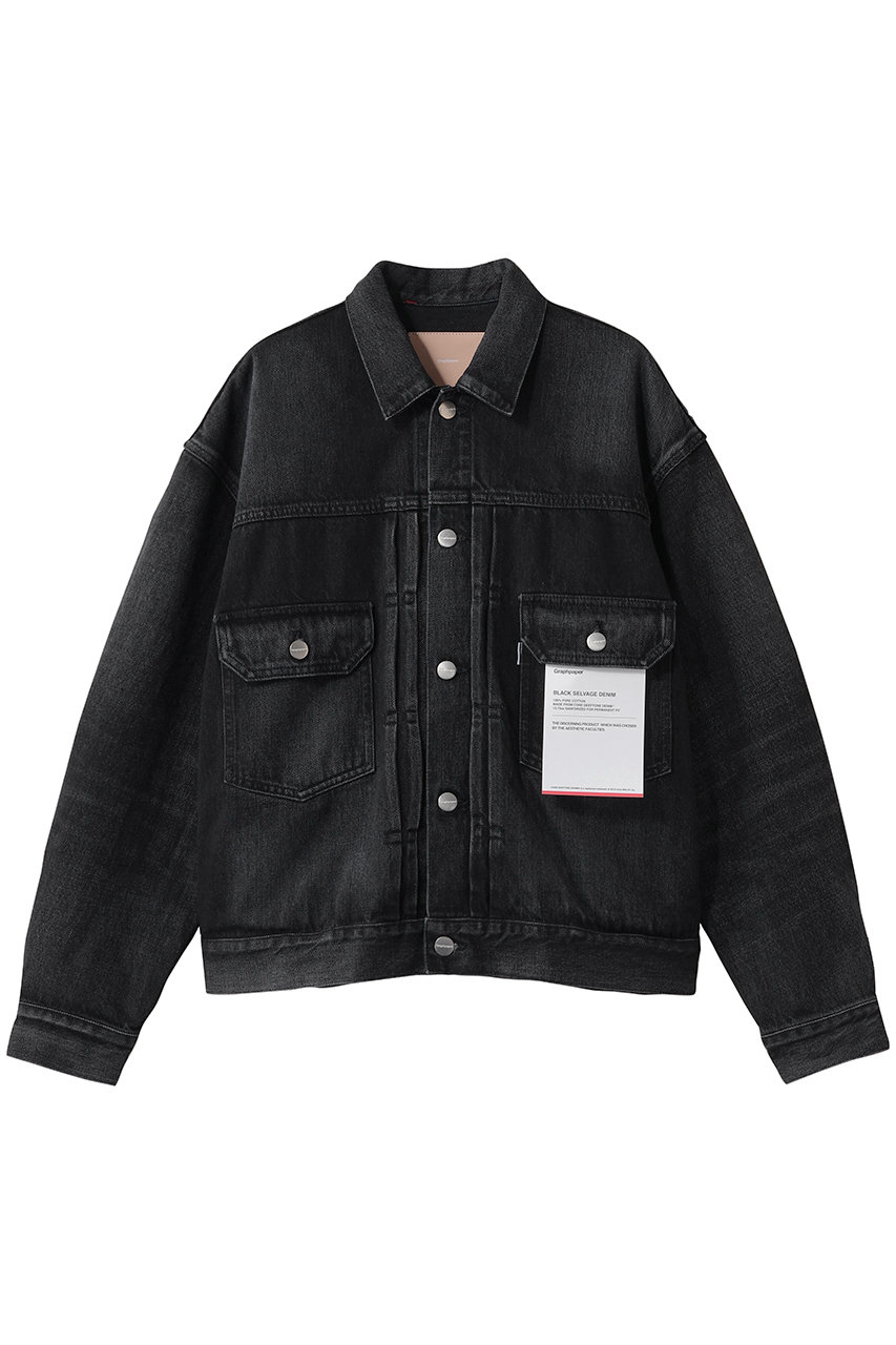 グラフペーパー/Graphpaperの【UNISEX】Selvage Denim Jacket(BLACK_DARK FADE/GU261-20054DB)