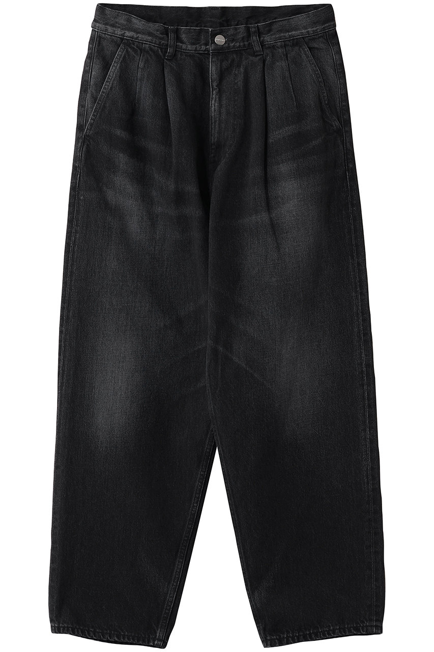 グラフペーパー/Graphpaperの【UNISEX】Selvage Denim Two Tuck Tapered Pants(BLACK_DARK FADE/GU261-40060DB)