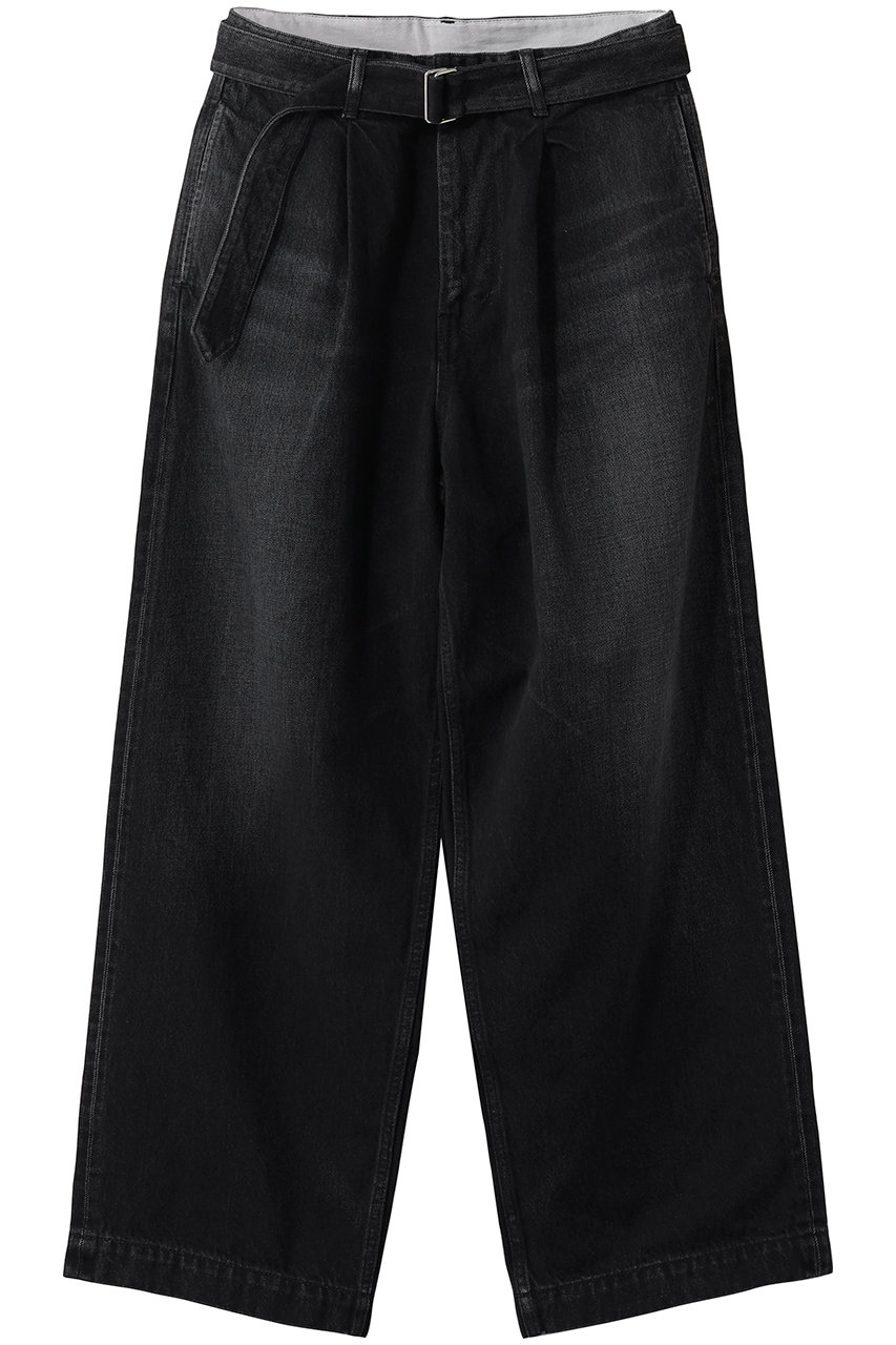 グラフペーパー/Graphpaperの【UNISEX】Selvage Denim Belted Pants(BLACK_DARK FADE/GU261-40064DB)
