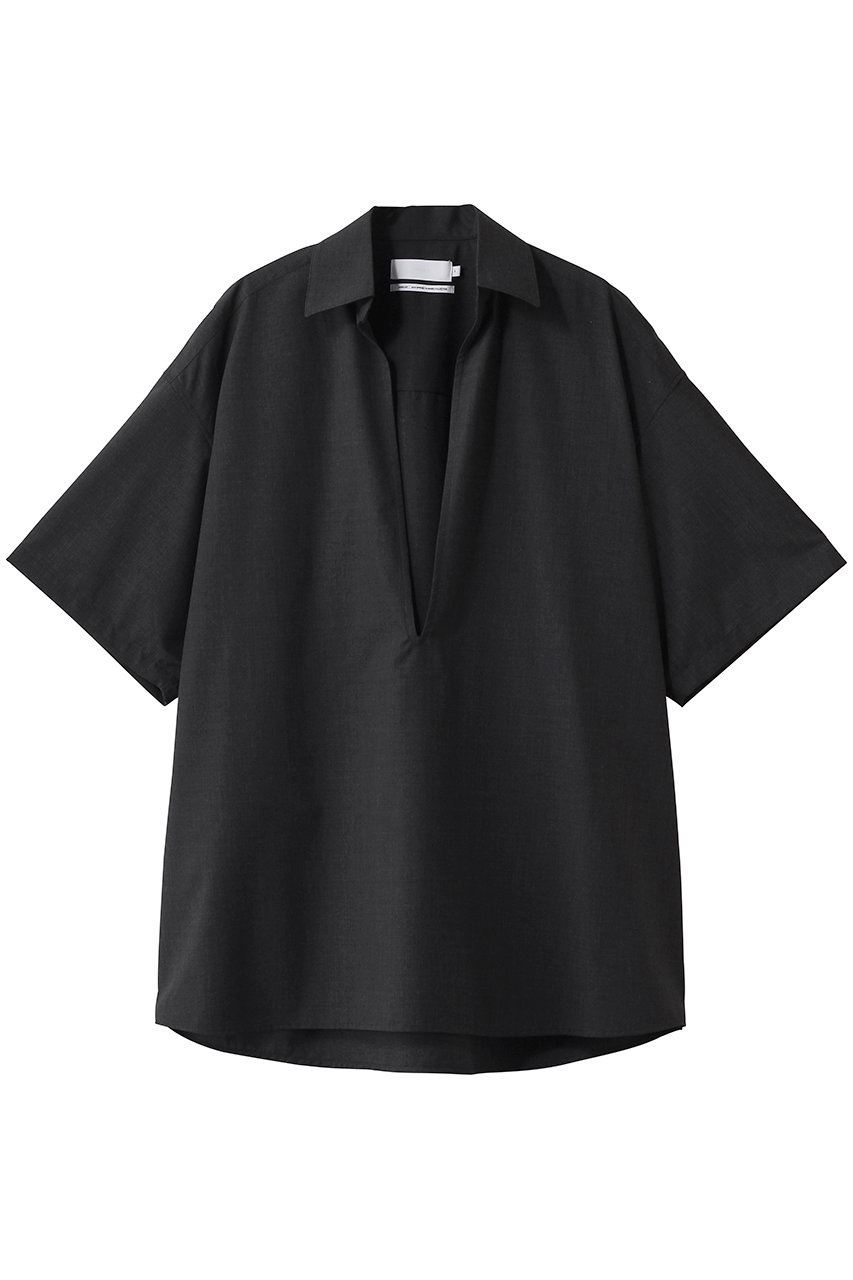 グラフペーパー/Graphpaperの【UNISEX】Fine Wool Heather S/S Skipper Shirt(CHARCOAL/GU261-50321)