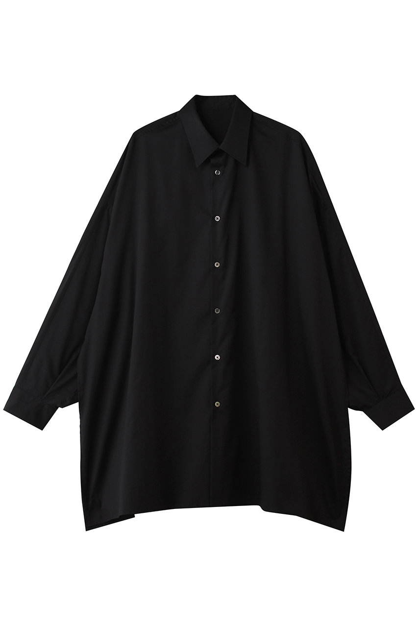 グラフペーパー/GraphpaperのSilicon Poplin Deep Slit Regular Collar Shirt(BLACK/GL261-50183)