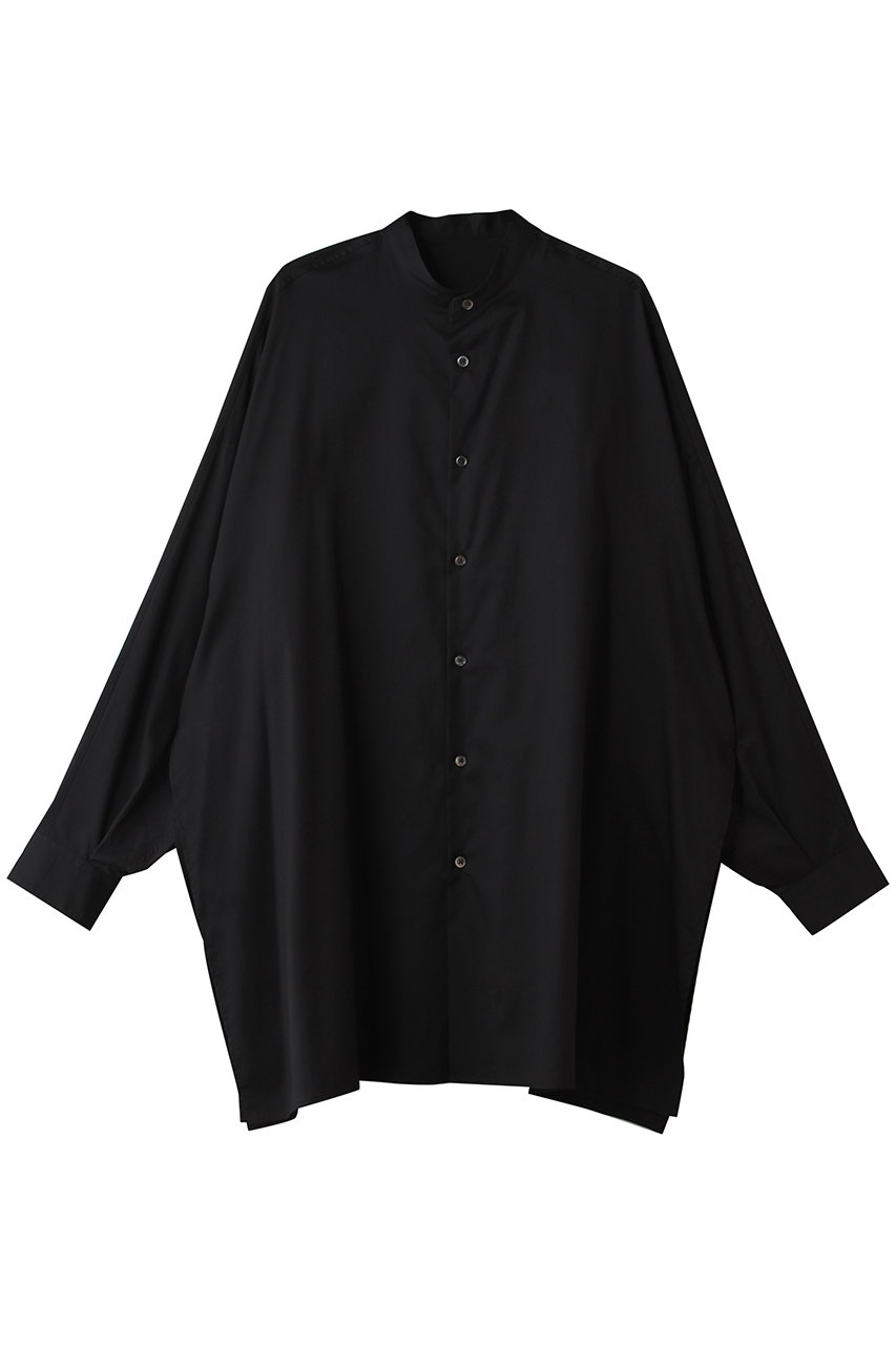 グラフペーパー/GraphpaperのSilicon Poplin Deep Slit Band Collar Shirt(BLACK/GL261-50184)