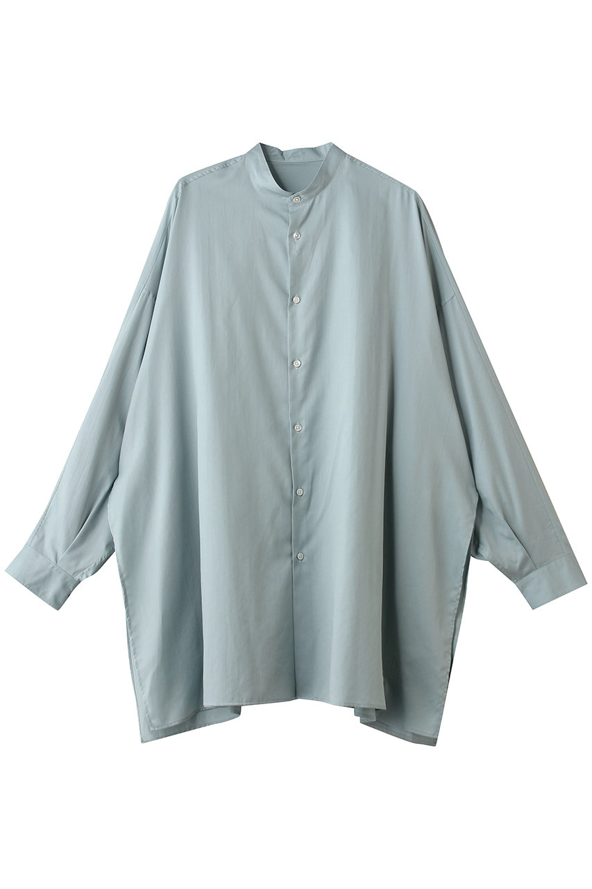 グラフペーパー/GraphpaperのSilicon Poplin Deep Slit Band Collar Shirt(SMOKE BLUE/GL261-50184)
