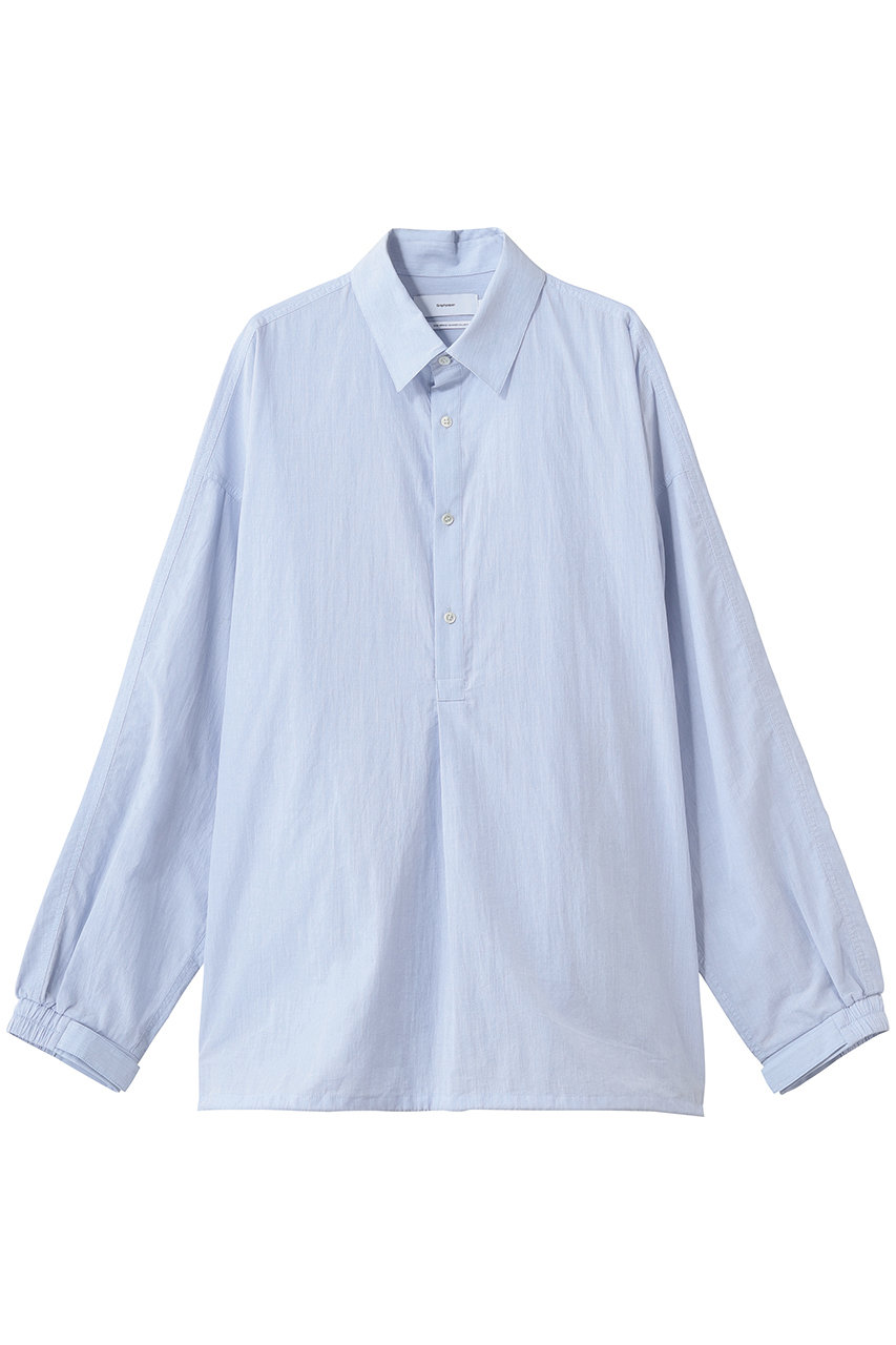 グラフペーパー/Graphpaperの【UNISEX】Seersucker Pullover Shirt(BLUE/GU261-50445)