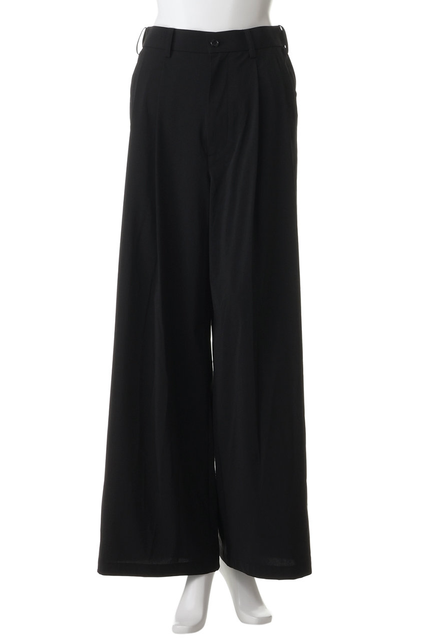 Graphpaper(グラフペーパー)｜Flex Tricot Two Tuck Wide Pants/BLACK