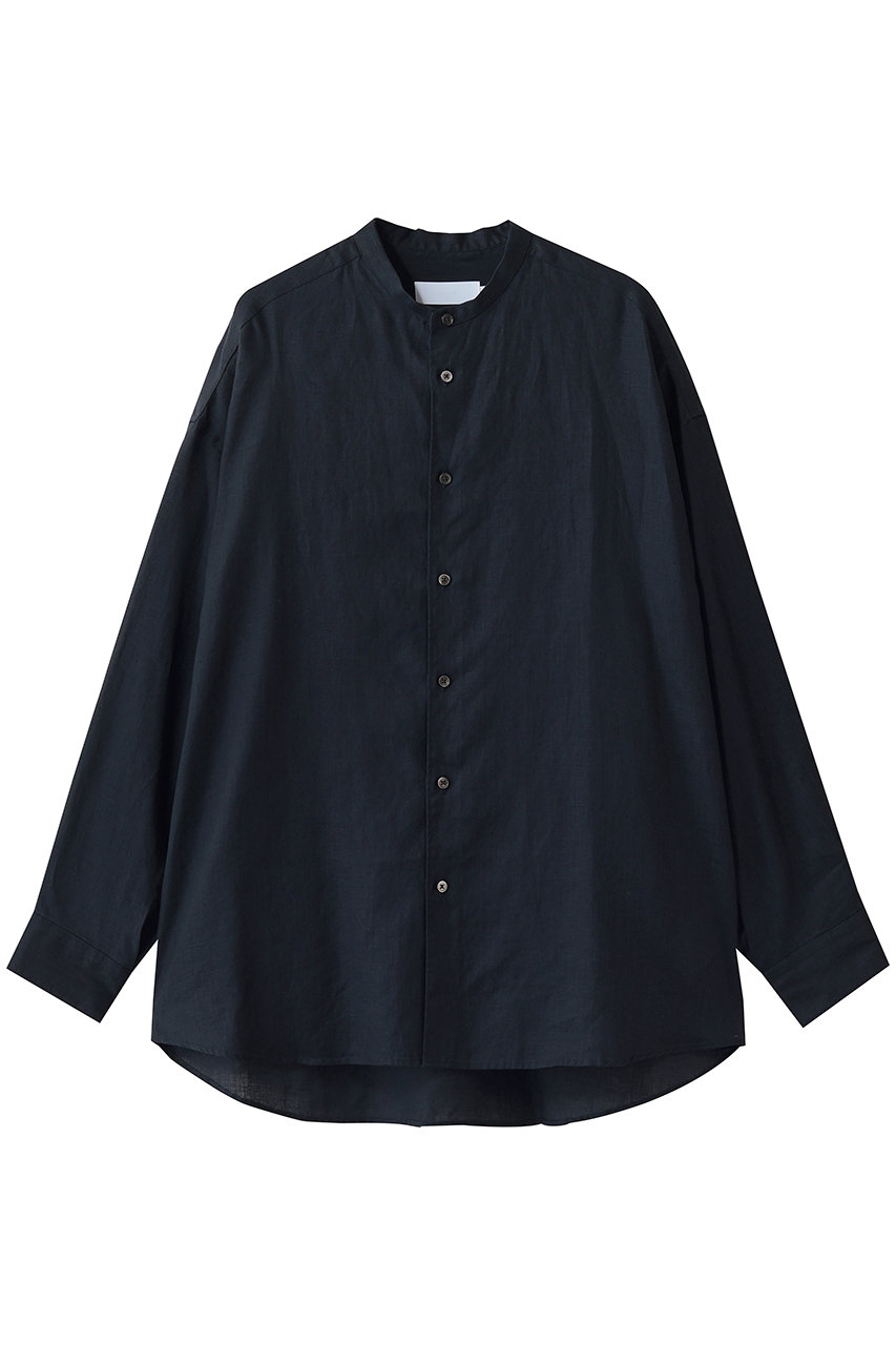 グラフペーパー/GraphpaperのLinen L/S Oversized Band Collar Shirt(NAVY/GL262-50044B)