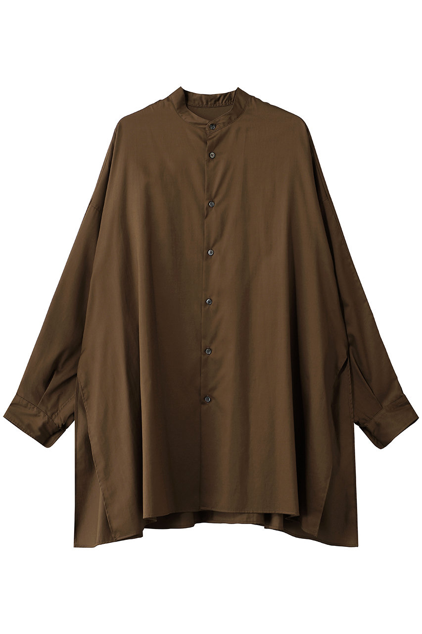 グラフペーパー/GraphpaperのSilicon Poplin Deep Slit Band Collar Shirt(BROWN/GL263-50199)