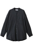 【UNISEX】Wool Smooth Flannel Oversized Band Collar Shirt