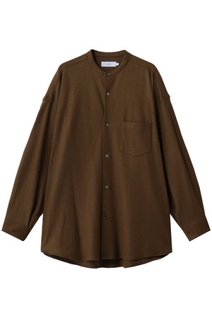 グラフペーパー/Graphpaperの【UNISEX】Wool Smooth Flannel Oversized Band Collar Shirt(110400/110403)