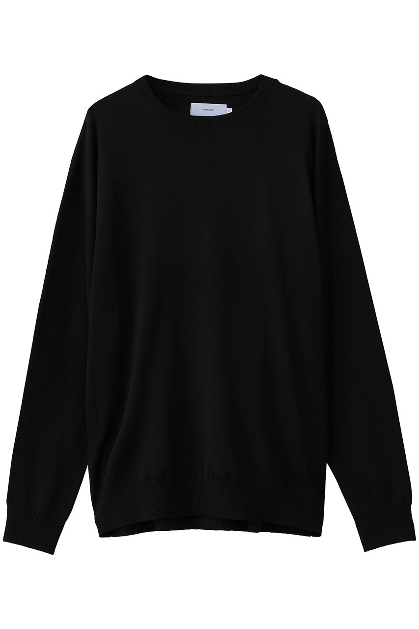 Graphpaper 【UNISEX】High Gauge L/S Oversized Crew Neck Knit (BLACK, 2) グラフペーパー ELLE SHOP