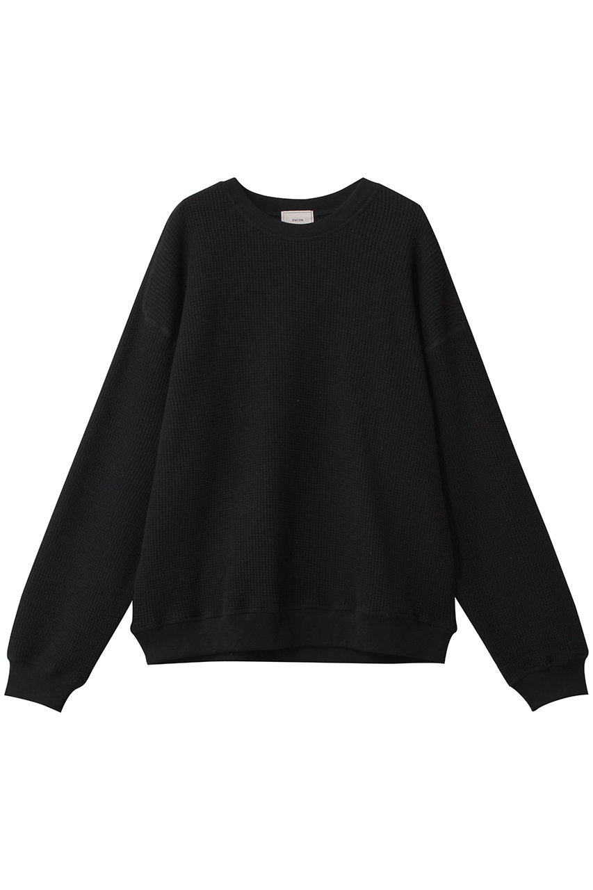 エビコン/EVCONの【UNISEX】WAFFLE CREW NECK/カットソー(BLACK/251-91103)