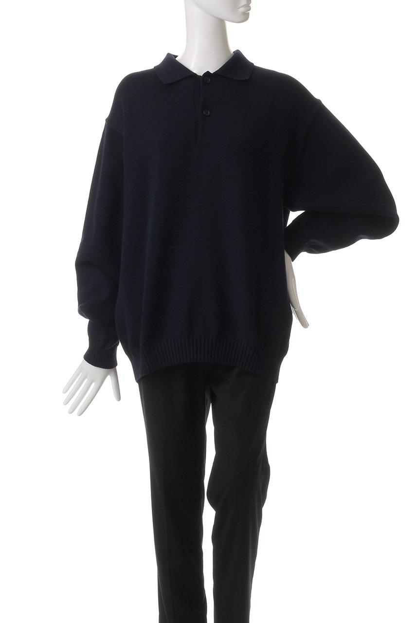 トップス EVCON COTTON KNIT S/S POLO/BLACK EVCON - COTTON KNIT S/S POLO/BLACK | NapsNote