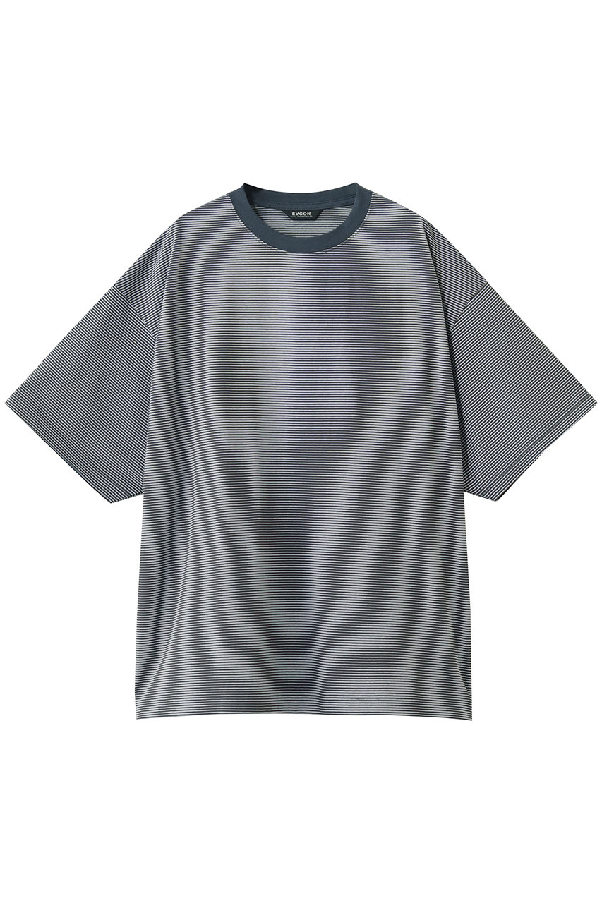 エビコン/EVCONの【UNISEX】MERCERIZATION BORDER WIDE S/S TEE(CHARCOAL/261-91103)
