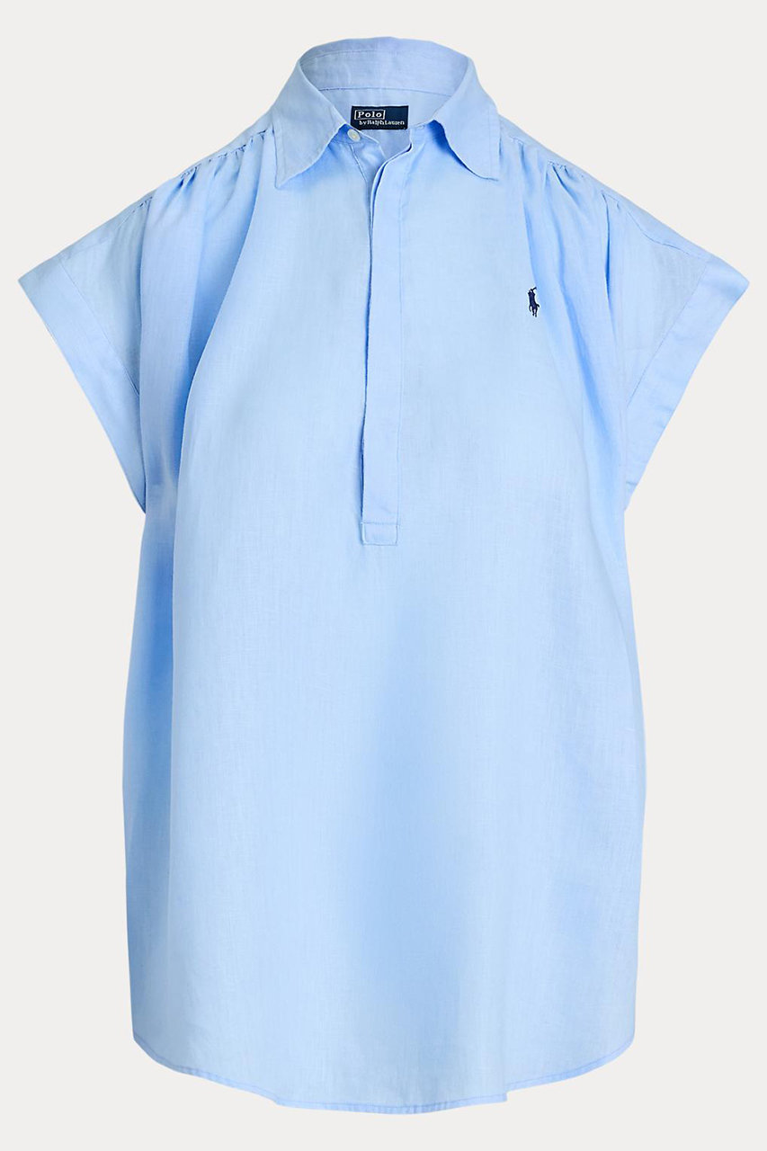 RALPH LAUREN 【POLO RALPH LAUREN】リネン ポップオーバー シャツ (ベイビーブルー, M) ラルフ ローレン ELLE SHOP RALPH LAUREN 【POLO RALPH LAUREN】リネン ポップオーバー シャツ (ベイビーブルー, M) ラルフ ローレン ELLE SHOP