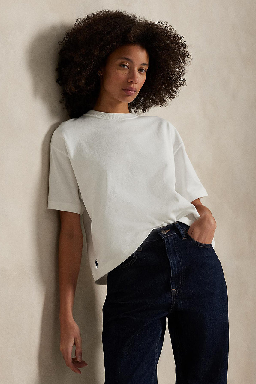 RALPH LAUREN 【POLO RALPH LAUREN】コットン ジャージー クロップド クルーネック Tシャツ (ホワイト, S) ラルフ ローレン ELLE SHOP RALPH LAUREN 【POLO RALPH LAUREN】コットン ジャージー クロップド クルーネック Tシャツ (ホワイト, S) ラルフ ローレン ELLE SHOP