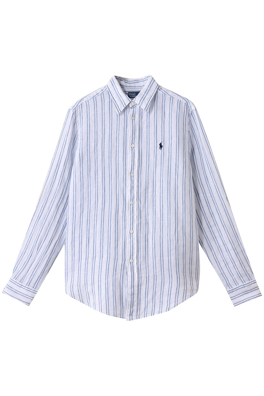 RALPH LAUREN 【POLO RALPH LAUREN】クラシック フィット ストライプド リネン シャツ (ホワイトポンドブルー, M) ラルフ ローレン ELLE SHOP RALPH LAUREN 【POLO RALPH LAUREN】クラシック フィット ストライプド リネン シャツ (ホワイトポンドブルー, M) ラルフ ローレン ELLE SHOP